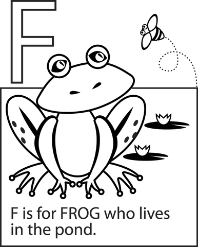 F Is For Frog Coloring Page